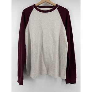 AMERICAN EAGLE MEN RAGLAN BURGUNDY LONG SLEEVES THERMAL SUPERSOFT SHIRT Size M